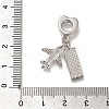 Rack Plating Alloy Pink & Black Enamel European Dangle Charms PALLOY-P307-23P-3