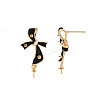 Brass Micro Pave Clear Cubic Zirconia Stud Earring Findings with Enamel KK-S356-617A-NF-3