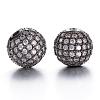 CZ Brass Micro Pave Grade AAA Clear Color Cubic Zirconia Round Beads KK-O065-10mm-05B-NR-1