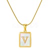 Stainless Steel Snake Bone Chain Alphabet Necklace with Shell Pendant WD3660-22-1