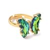 Adjustable Brass Glass Finger Rings RJEW-P148-A01-20-2