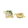 Brass Pave Green & Clear Cubic Zirconia Fruit Connector Charms KK-Z109-01G-03-2