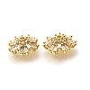 Flower Brass Clear Cubic Zirconia Bead Caps KK-V008-07G-2