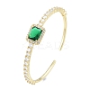 Cubic Zirconia Rectangle Open Cuff Bangle BJEW-G651-05G-02-3