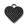 Heart Brass Micro Pave Black Cubic Zirconia Pendants KK-G419-24B-2