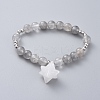 Natural Quartz Crystal Stretch Charm Bracelets BJEW-JB04692-01-1