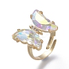 Adjustable Brass Glass Finger Rings LS-RJEW-P148-A01-12-1