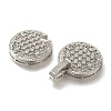 Rack Plating Flat Round Brass Micro Pave Clear Cubic Zirconia Fold Over Clasps KK-H512-08P-2