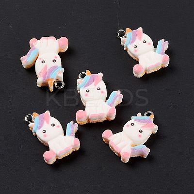 Opaque Resin Unicorn Pendants RESI-G040-A01-1