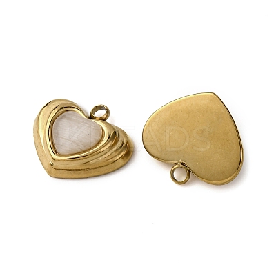 304 Stainless Steel Cat Eye Pendants STAS-P406-05G-1