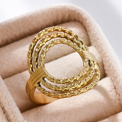Oval 304 Stainless Steel Open Cuff Rings for Women RJEW-F174-05G-1