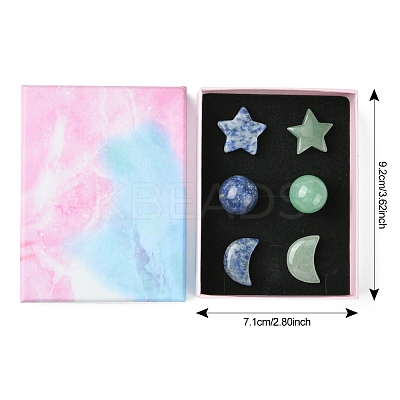 Natural Gemstone Healing Moon & Star & Round Ornaments AJEW-FS0001-12A-1