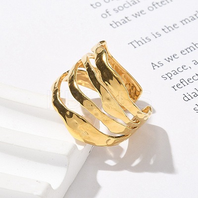 304 Stainless Steel Multilayer Open Cuff Rings for Women LS-RJEW-Z077-01G-05-1