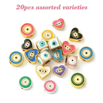 20Pcs 5 Styles Evil Eye Theme Alloy Enamel Beads FIND-YW0008-25-1