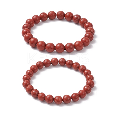 2Pcs 2 Styles Natural Red Jasper Beads Bracelets BJEW-JB12200-1