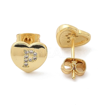 Rack Plating Brass Micro Pave Clear Cubic Zirconia Stud Earrings EJEW-K299-01G-P-1