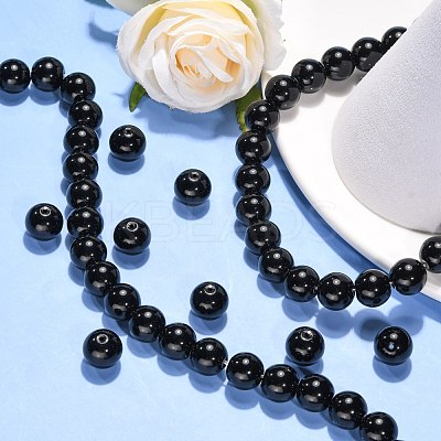 Synthetic Black Stone Beads Strands X-GSR12mmC044-1