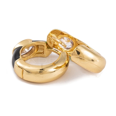 Rack Plating Brass Cubic Zirconia Enamel Earrings EJEW-S219-14G-02-1