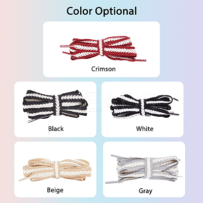 5 Pairs 5 Colors Two Tone Flat Polyester Braided Shoelaces DIY-FH0005-41A-02-1