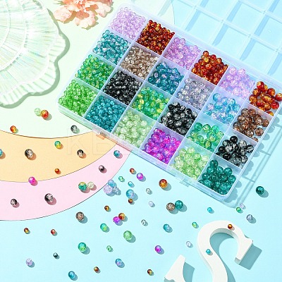 1776Pcs 3 Styles Spray Painted Crackle Glass Beads Sets CCG-YW0001-18-1
