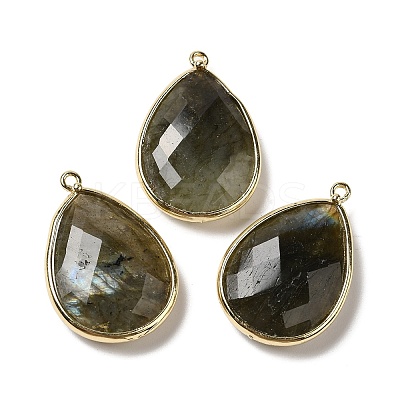 Faceted Natural Labradorite Pendants X-G-M356-B02-LG-1