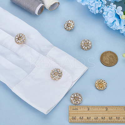 6Pcs Alloy Rhinestone Buttons BUTT-FG0001-58C-1