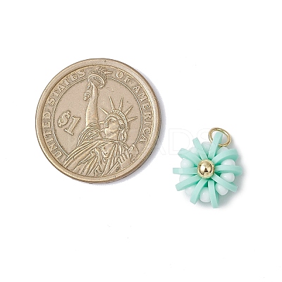 Handmade Polymer Clay & Glass Seed & Brass Pendants PALLOY-MZ00840-09-1