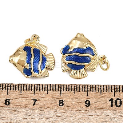 Brass Enamel Fish Pendants KK-I377-05G-A01-1