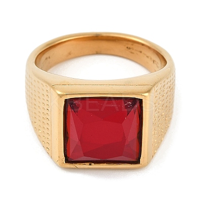 Square 304 Stainless Steel Glass Finger Rings RJEW-D083-14G-01-1