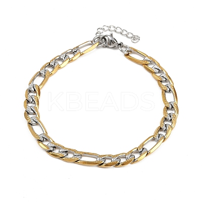 304 Stainless Steel Figaro Chain Bracelets for Women BJEW-G757-15GP-1