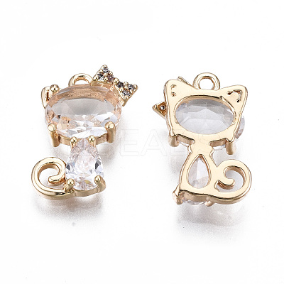 Brass Micro Pave Clear Cubic Zirconia Charms KK-S359-137-RS-1
