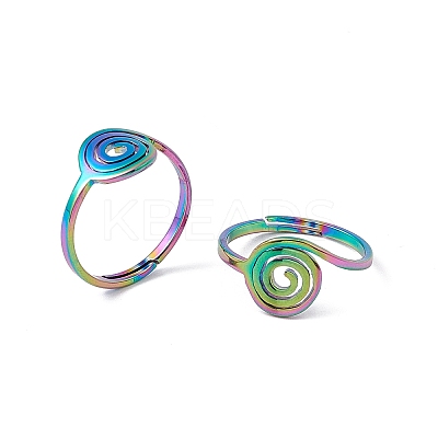 Ion Plating(IP) 201 Stainless Steel Vortex Adjustable Ring for Women RJEW-C045-07M-1