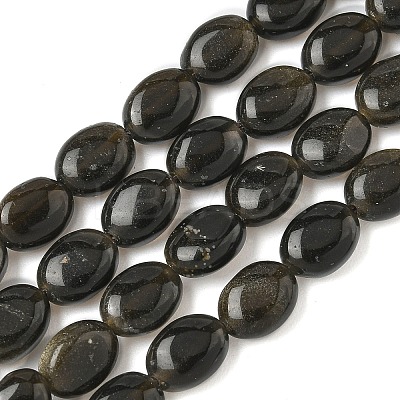 Natural Golden Sheen Obsidian Beads Strands G-Z006-A40-1