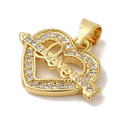 Rack Plating Brass Micro Pave Clear Cubic Zirconia Pendants KK-P267-11A-G-1