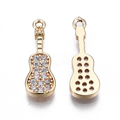 Brass Micro Pave Clear Cubic Zirconia Pendants X-KK-S359-113-RS-1