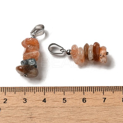 Natural Sunstone Chip Pendants G-H307-07P-10-1