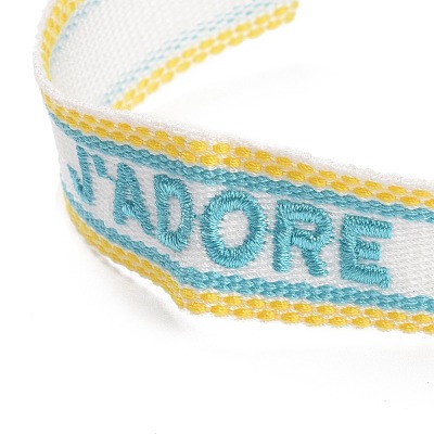 Word J'ADORE Polycotton(Polyester Cotton) Braided Bracelet with Tassel Charm BJEW-F429-01-1