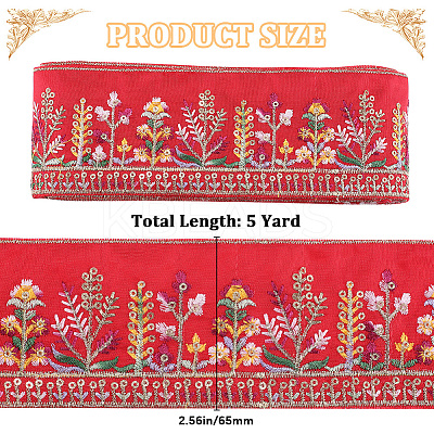 5 Yards Polyester Embroidery Flower Ribbon OCOR-CY0001-17D-1