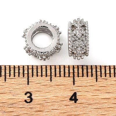 Brass Micro Pave Cubic Zirconia European Beads KK-K378-39P-1