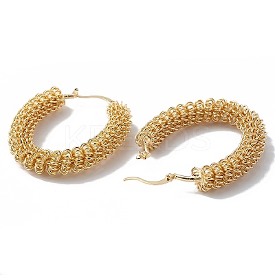 Brass Wire Wrap Spiral Oval Hoop Earrings for Women EJEW-A093-15G-1