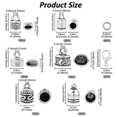 175Pcs 8 Styles Tibetan Style Cord Ends DIY-YW0017-29-1