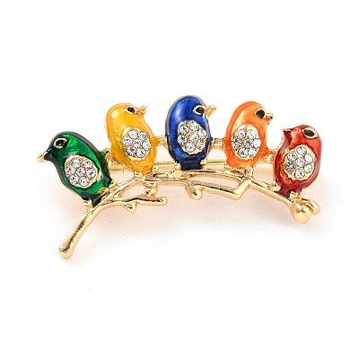 Birds with Branch Alloy Rhinestone Brooch JEWB-O009-11-1