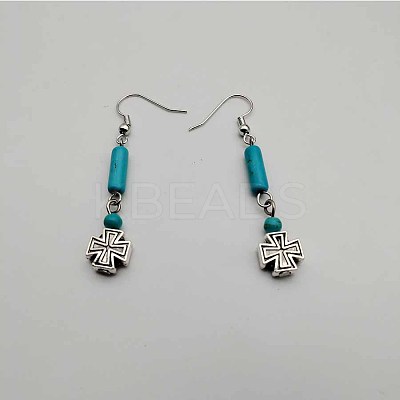 Bohemian Tassel Synthetic Turquoise & Alloy Dangle Earrings for Women RC4749-6-1