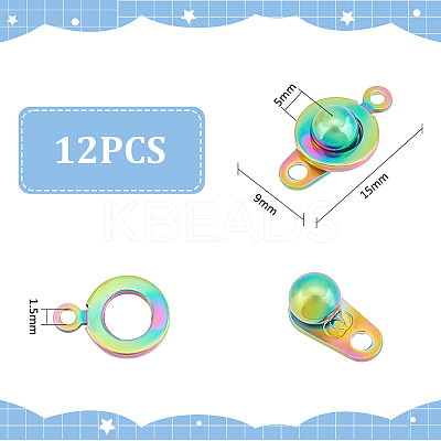 12Pcs 201 Stainless Steel Snap Clasps STAS-UN0053-71-1