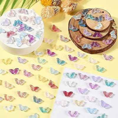 120Pcs 12 Styles Transparent Spray Painted Glass Beads GLAA-YW0003-79-1