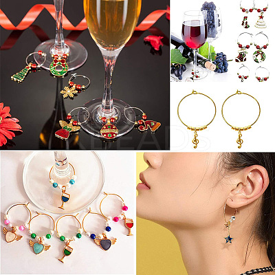 Wholesale SUNNYCLUE Brass Wine Glass Charm Rings Hoop Earrings