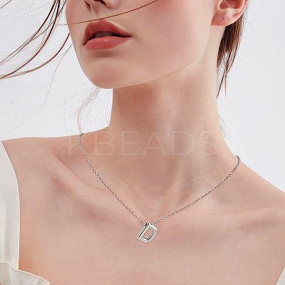 1pc Brass Chain with Alloy Letter Pendants Necklaces NJEW-LP0001-41D-P-1