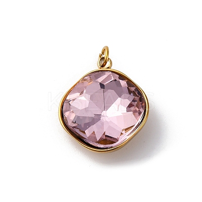316 Stainless Steel Faceted Glass Pendants STAS-K258-47G-05-1