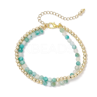 Natural Rhodonite Round Beadeds Double-layered Bracelets for Women BJEW-JB12095-03-1
