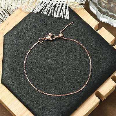 Rack Plating Brass Box Chain Adjustable Slider Bracelets Making for Women BJEW-G735-10RG-1